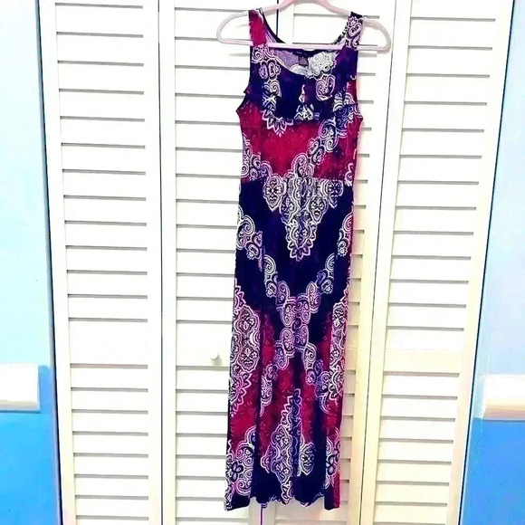 Susan Lawrence Sleeveless Ruffle Maxi Dress Size Medium - Picture 1 of 4